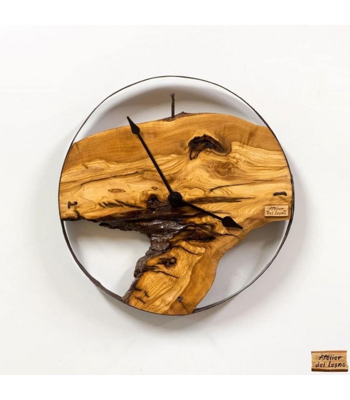 Orologio da parete rotondo: da botte in legno d'ulivo